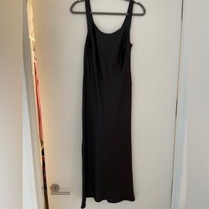 Simple, silky black midi dress from Asos